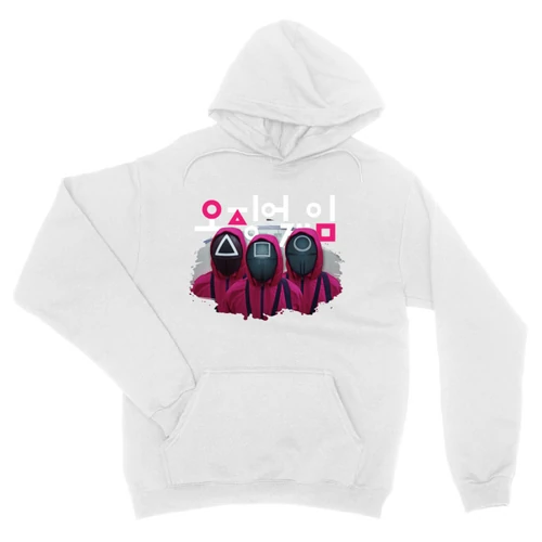 Fehér Nyerd meg az életed unisex kapucnis pulóver - Squid Game guard
