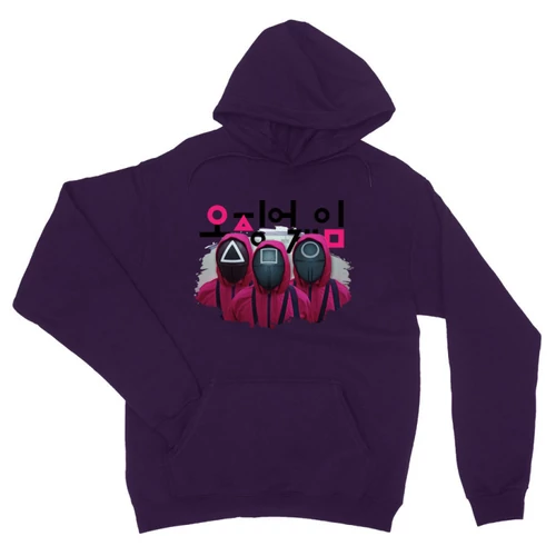 Sötétlila Nyerd meg az életed unisex kapucnis pulóver - Squid Game guard