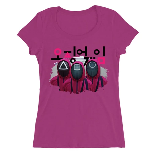 Pink Nyerd meg az életed női O-nyakú póló - Squid Game guard