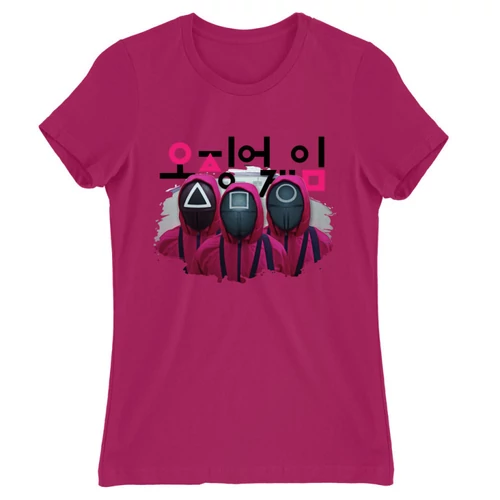 Pink Nyerd meg az életed női rövid ujjú póló - Squid Game guard