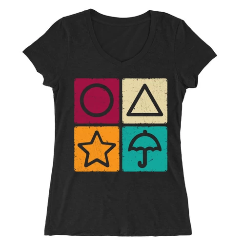 Fekete Nyerd meg az életed női V-nyakú póló - Sugar honeycomb symbols