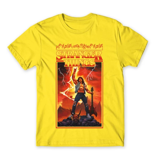 Citromsárga Stranger Things férfi rövid ujjú póló - Eddie Munson Poster