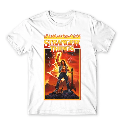 Fehér Stranger Things férfi rövid ujjú póló - Eddie Munson Poster