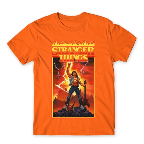 Narancs Stranger Things férfi rövid ujjú póló - Eddie Munson Poster