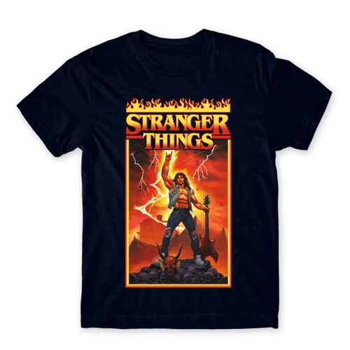 Sötétkék Stranger Things férfi rövid ujjú póló - Eddie Munson Poster