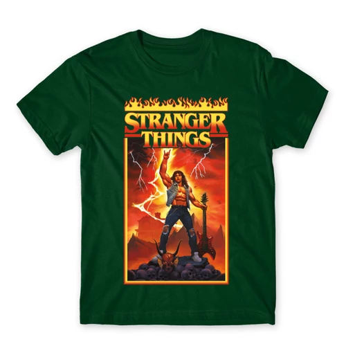Sötétzöld Stranger Things férfi rövid ujjú póló - Eddie Munson Poster