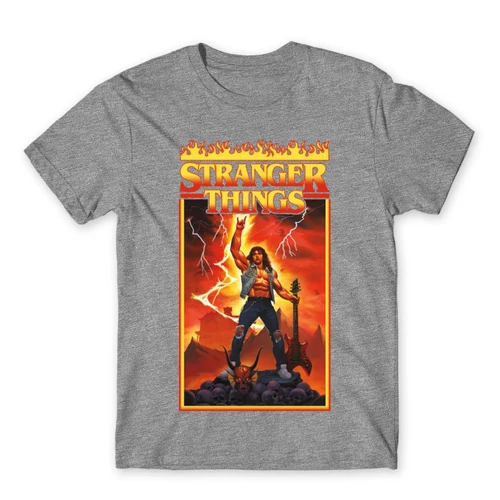 Sportszürke Stranger Things férfi rövid ujjú póló - Eddie Munson Poster