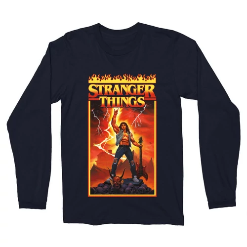 Sötétkék Stranger Things férfi hosszú ujjú póló - Stranger Things férfi hosszú ujjú póló - Eddie Munson Poster