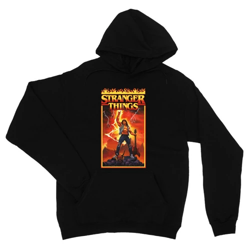 Fekete Stranger Things unisex kapucnis pulóver - Eddie Munson Poster