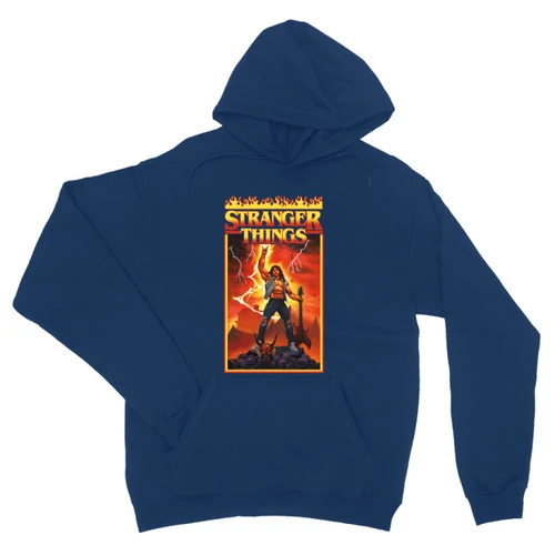 Királykék Stranger Things unisex kapucnis pulóver - Eddie Munson Poster