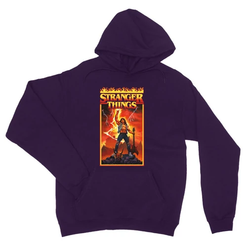 Sötétlila Stranger Things unisex kapucnis pulóver - Eddie Munson Poster