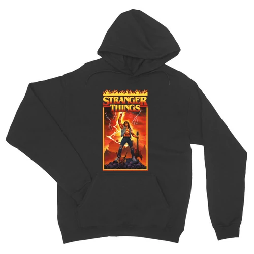 Sötétszürke Stranger Things unisex kapucnis pulóver - Eddie Munson Poster
