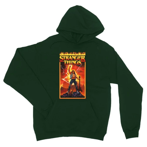 Sötétzöld Stranger Things unisex kapucnis pulóver - Eddie Munson Poster
