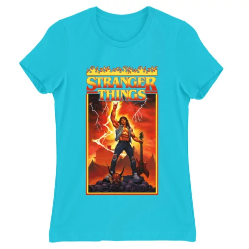 Atollkék Stranger Things női rövid ujjú póló - Eddie Munson Poster