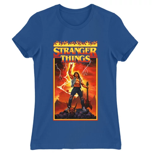 Királykék Stranger Things női rövid ujjú póló - Eddie Munson Poster