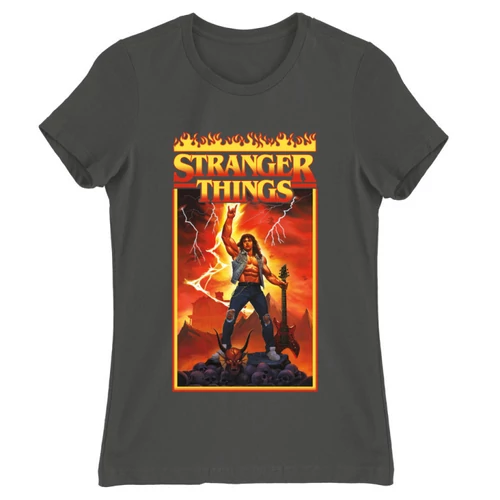 Sötétszürke Stranger Things női rövid ujjú póló - Eddie Munson Poster