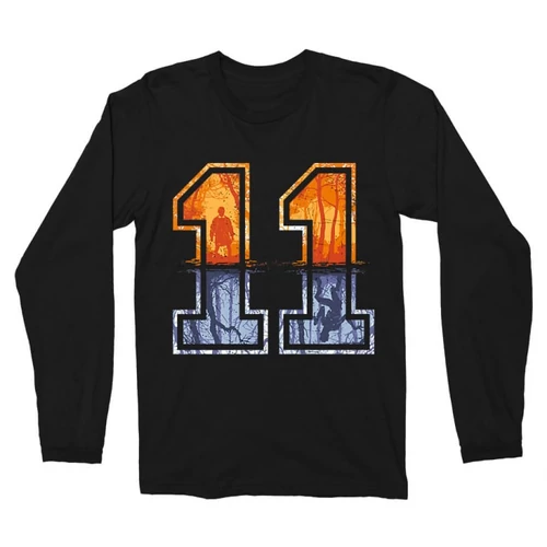 Fekete Stranger Things férfi hosszú ujjú póló - Eleven Numbers