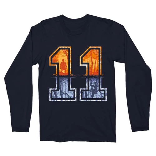 Sötétkék Stranger Things férfi hosszú ujjú póló - Eleven Numbers