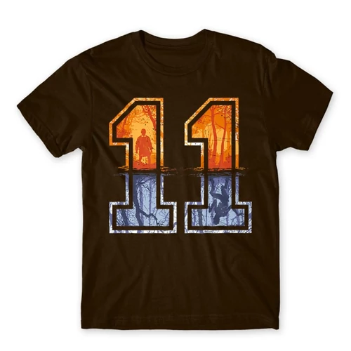 Barna Stranger Things férfi rövid ujjú póló - Eleven Numbers