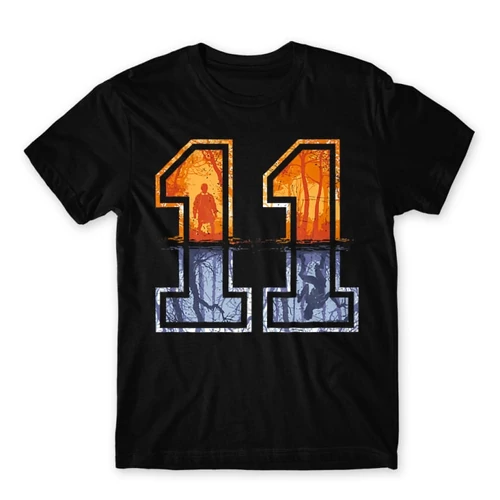 Fekete Stranger Things férfi rövid ujjú póló - Eleven Numbers