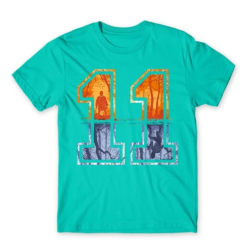 Türkiz Stranger Things férfi rövid ujjú póló - Eleven Numbers