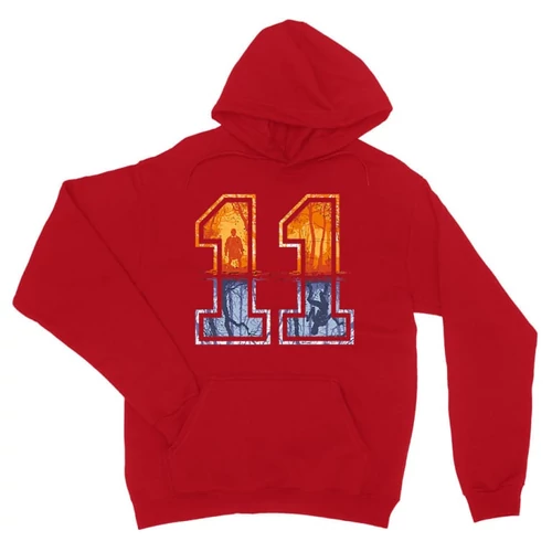 Piros Stranger Things unisex kapucnis pulóver - Eleven Numbers