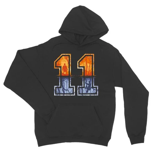 Sötétszürke Stranger Things unisex kapucnis pulóver - Eleven Numbers