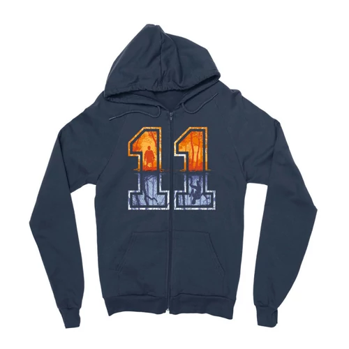 Sötétkék Stranger Things zipzáros pulóver - Eleven Numbers