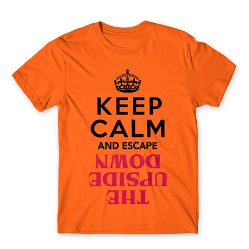Narancs Stranger Things férfi rövid ujjú póló - Keep Calm Upside Down