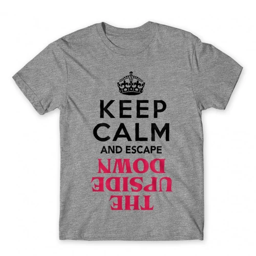 Sportszürke Stranger Things férfi rövid ujjú póló - Keep Calm Upside Down