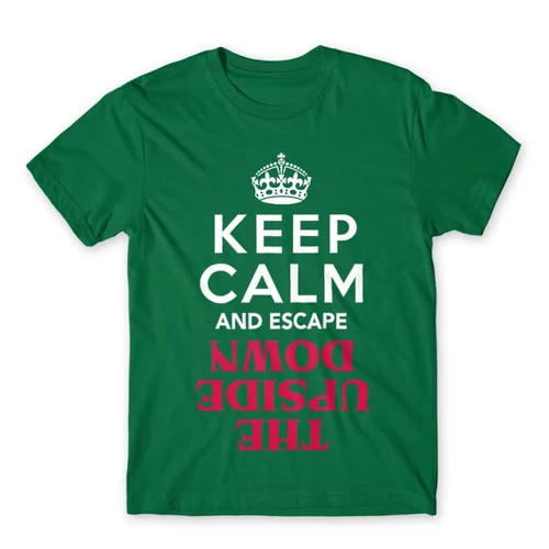 Zöld Stranger Things férfi rövid ujjú póló - Keep Calm Upside Down