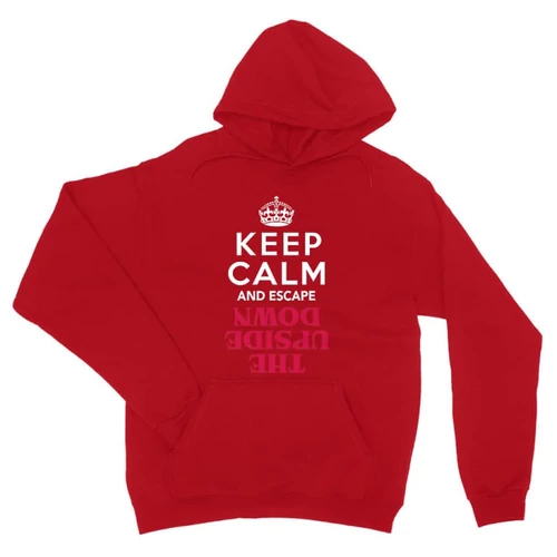 Piros Stranger Things unisex kapucnis pulóver - Keep Calm Upside Down