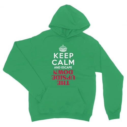 Zöld Stranger Things unisex kapucnis pulóver - Keep Calm Upside Down