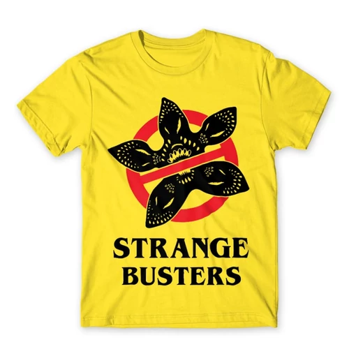 Citromsárga Stranger Things férfi rövid ujjú póló - Strange Busters