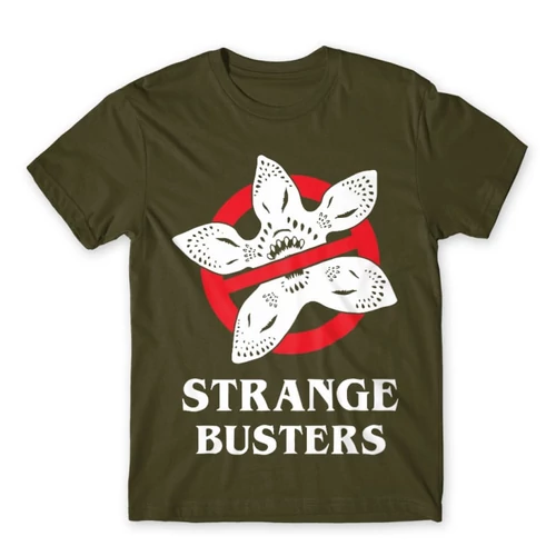 Khaki Stranger Things férfi rövid ujjú póló - Strange Busters