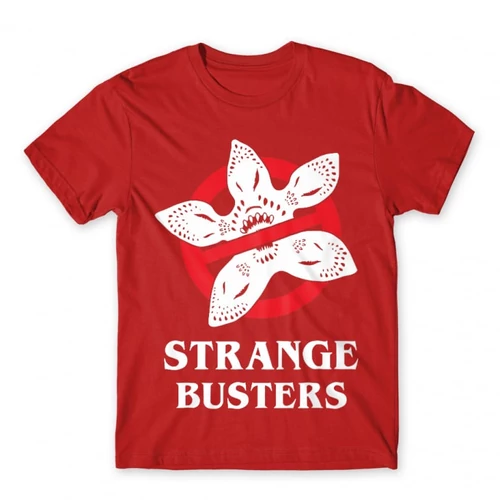 Piros Stranger Things férfi rövid ujjú póló - Strange Busters