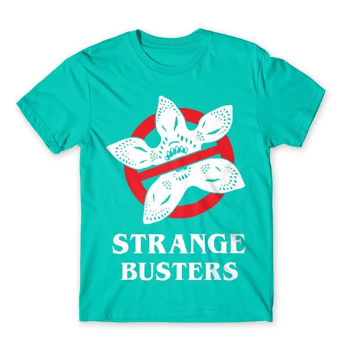 Türkiz Stranger Things férfi rövid ujjú póló - Strange Busters