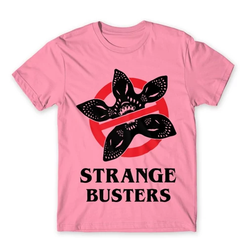 Világos rózsaszín Stranger Things férfi rövid ujjú póló - Strange Busters
