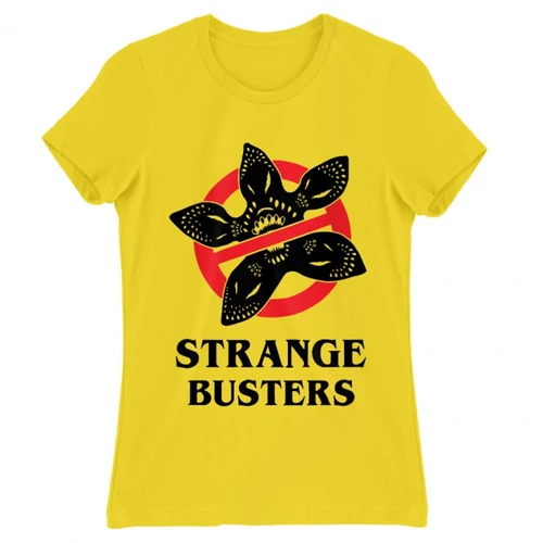 Citromsárga Stranger Things női rövid ujjú póló - Strange Busters