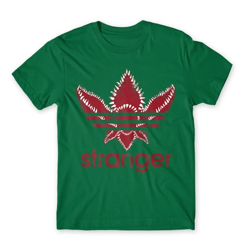 Sötétzöld Stranger Things férfi rövid ujjú póló - Stranger Adidas