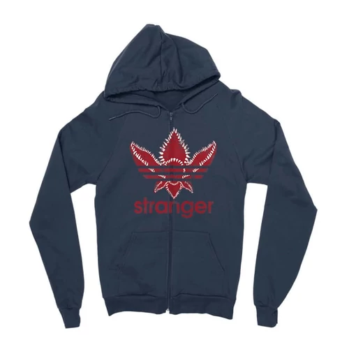 Sötétkék Stranger Things zipzáros pulóver - Stranger Adidas