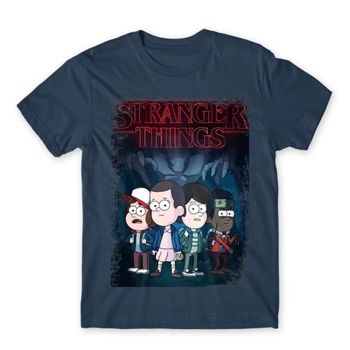 Denim Stranger Things férfi rövid ujjú póló - Stranger Gravity Falls