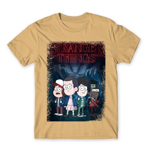 Homok Stranger Things férfi rövid ujjú póló - Stranger Gravity Falls