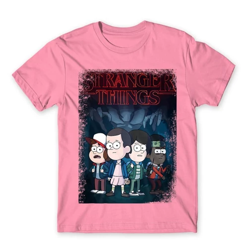 Világos rózsaszín Stranger Things férfi rövid ujjú póló - Stranger Gravity Falls