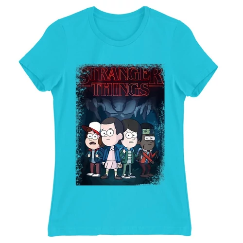 Atollkék Stranger Things női rövid ujjú póló - Stranger Gravity Falls