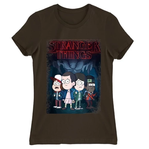 Barna Stranger Things női rövid ujjú póló - Stranger Gravity Falls