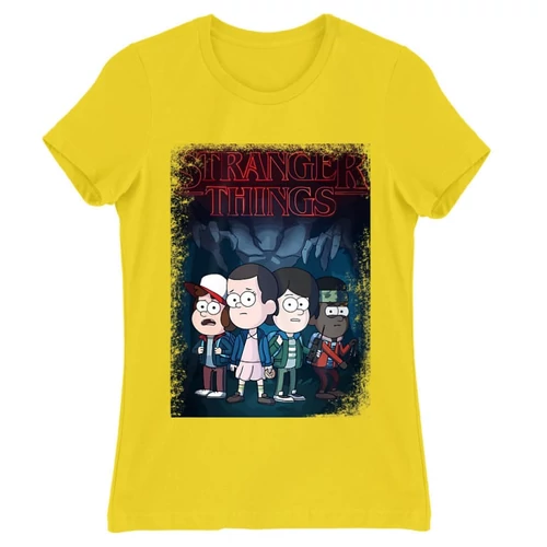 Citromsárga Stranger Things női rövid ujjú póló - Stranger Gravity Falls