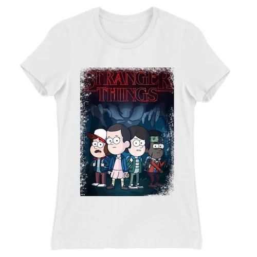 Fehér Stranger Things női rövid ujjú póló - Stranger Gravity Falls