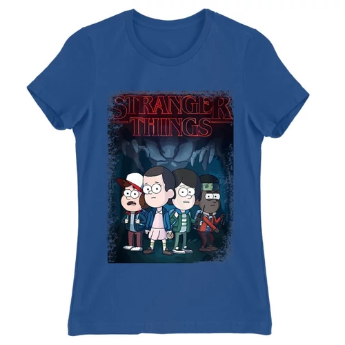 Királykék Stranger Things női rövid ujjú póló - Stranger Gravity Falls