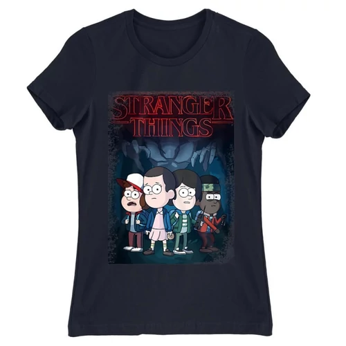 Sötétkék Stranger Things női rövid ujjú póló - Stranger Gravity Falls